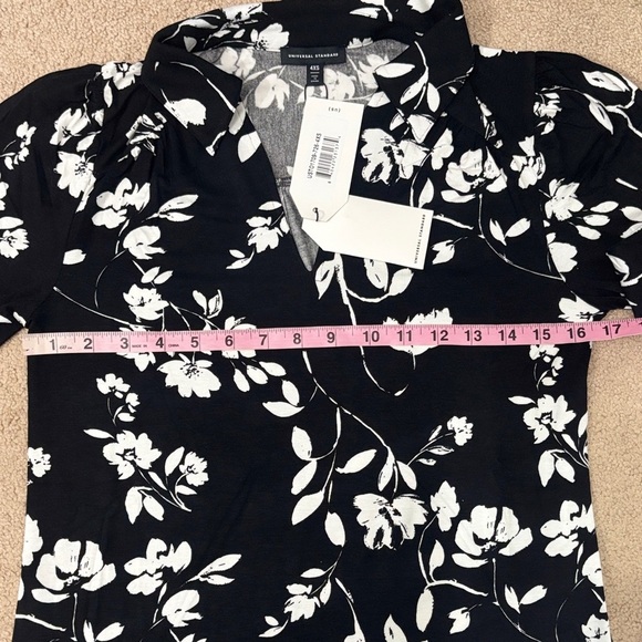 🖤 UNIVERSAL STANDARD Floral Long Sleeve Blouse – Black/White - Picture 6 of 9